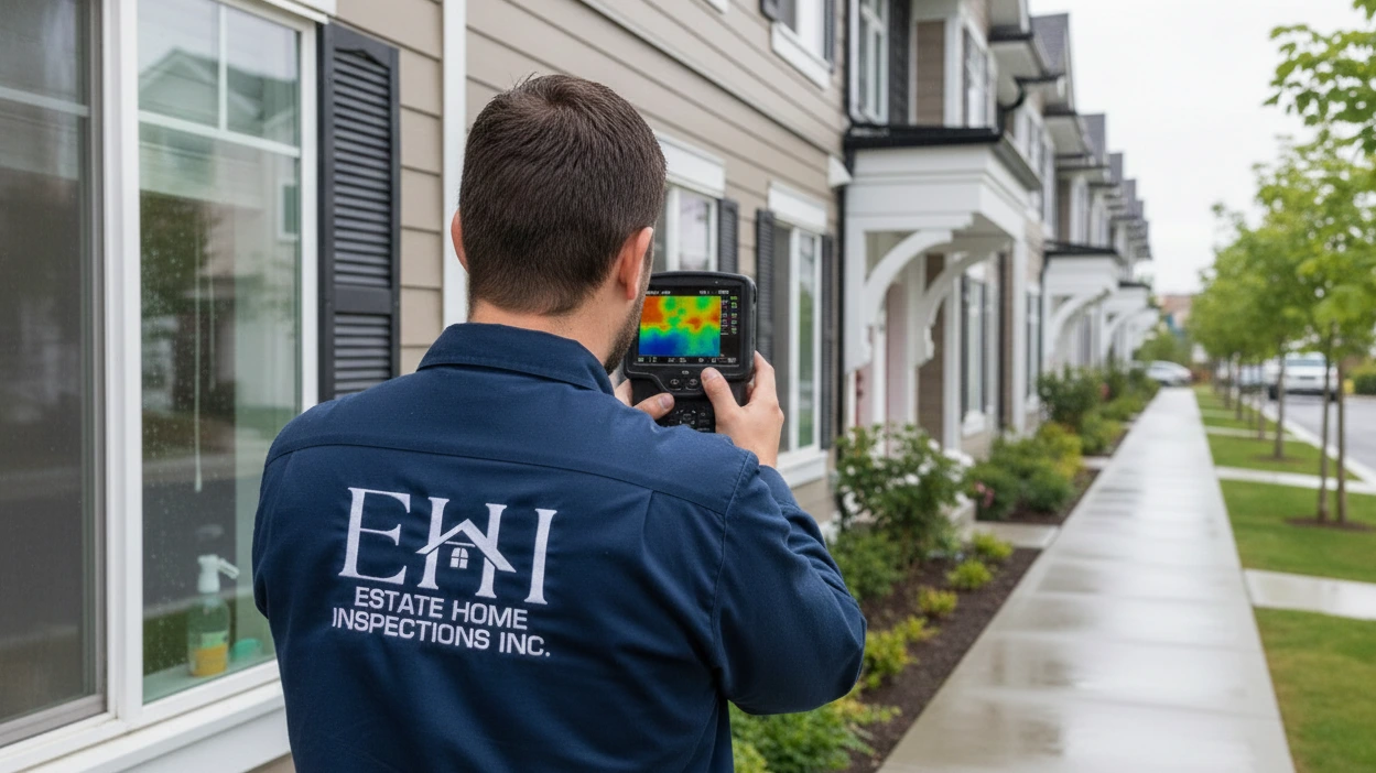 Thermal imaging home inspection in Surrey BC showing moisture detection